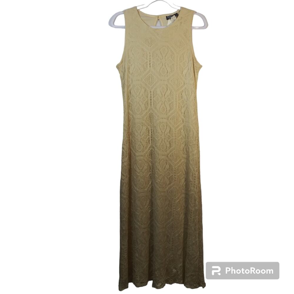 Dawn Joy Fashions Vintage Cream Crochet Lace Sleeveless Maxi Dress Size M